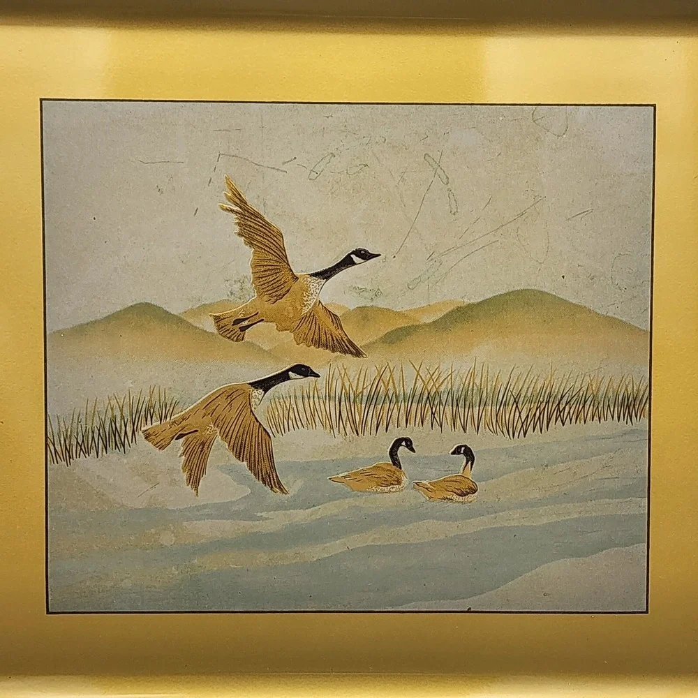 Vintage Otagiri Flying Geese Birds Laquerware Serving Tray Japan 10